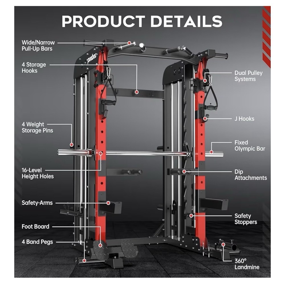 Multifuntional Machine Power Cage, 2000LBS Squat Rack, LAT-Pull Down System