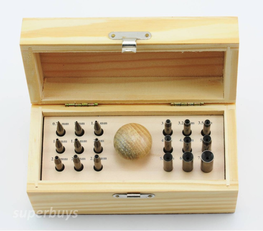 18pcs Round Bezel Setting Punch Punches Stone Ring Gemstone Burnish Set Tool Set