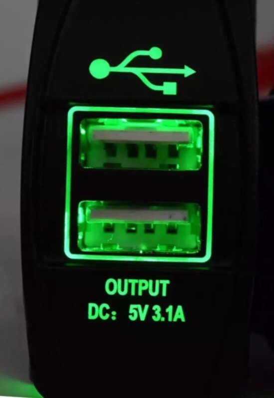 Lighted Rocker Switch Usb Plug -12v / 24v Panel Toggle Fits Military HUMVEE