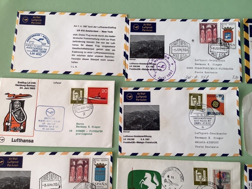 Airmail flight cover mixed world 9 items Ref A1478