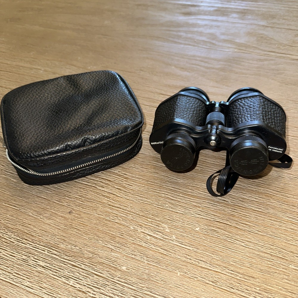 Interoptica Black Compact Size Panoramic Non Prismatic Binoculars w/ Case Italy
