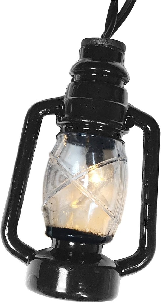 BANBERRY DESIGNS Black Lantern String Lights - 10 LED Lighted 3" Lanterns - 2PK