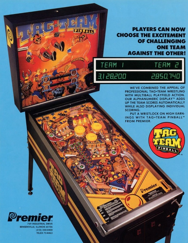 Tag-Team Pinball Machine Flyer / Original Brochure