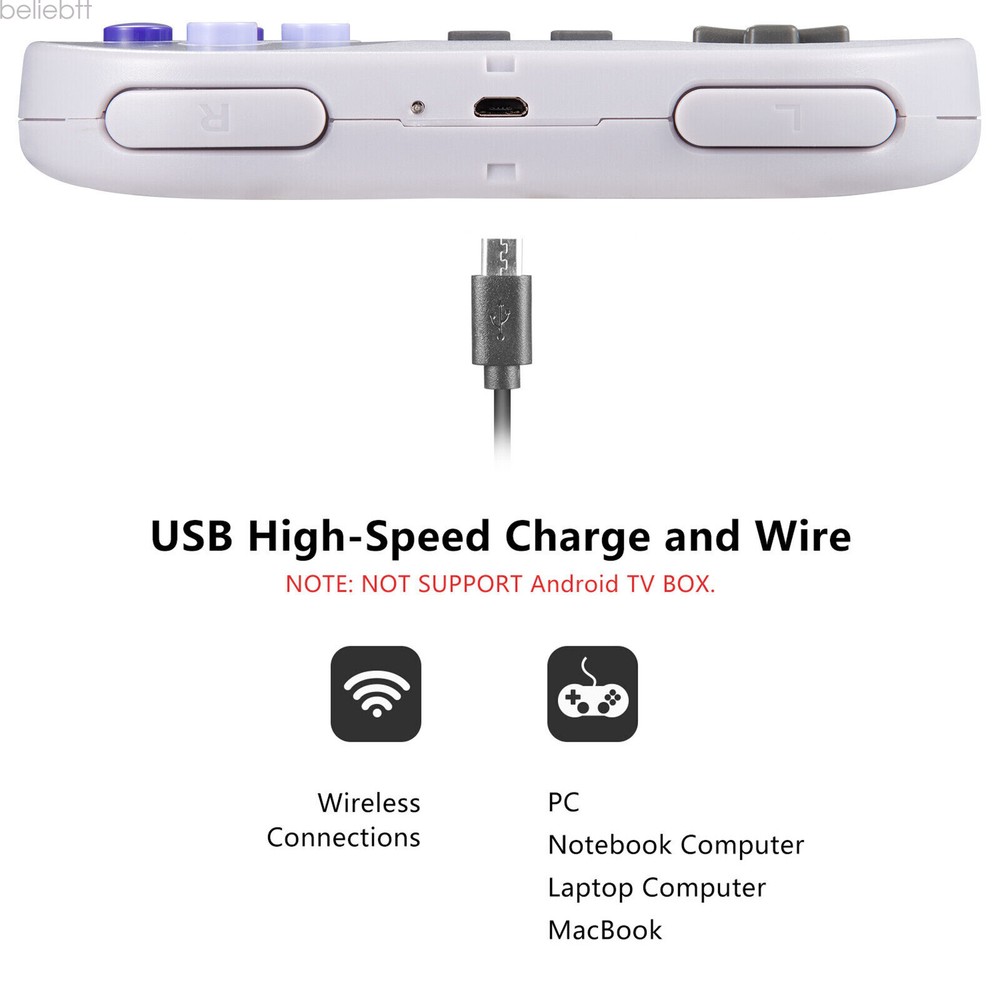 2 Pack Wired/ Wireless SNES USB Controller Gamepad Joystick Super Classic for PC