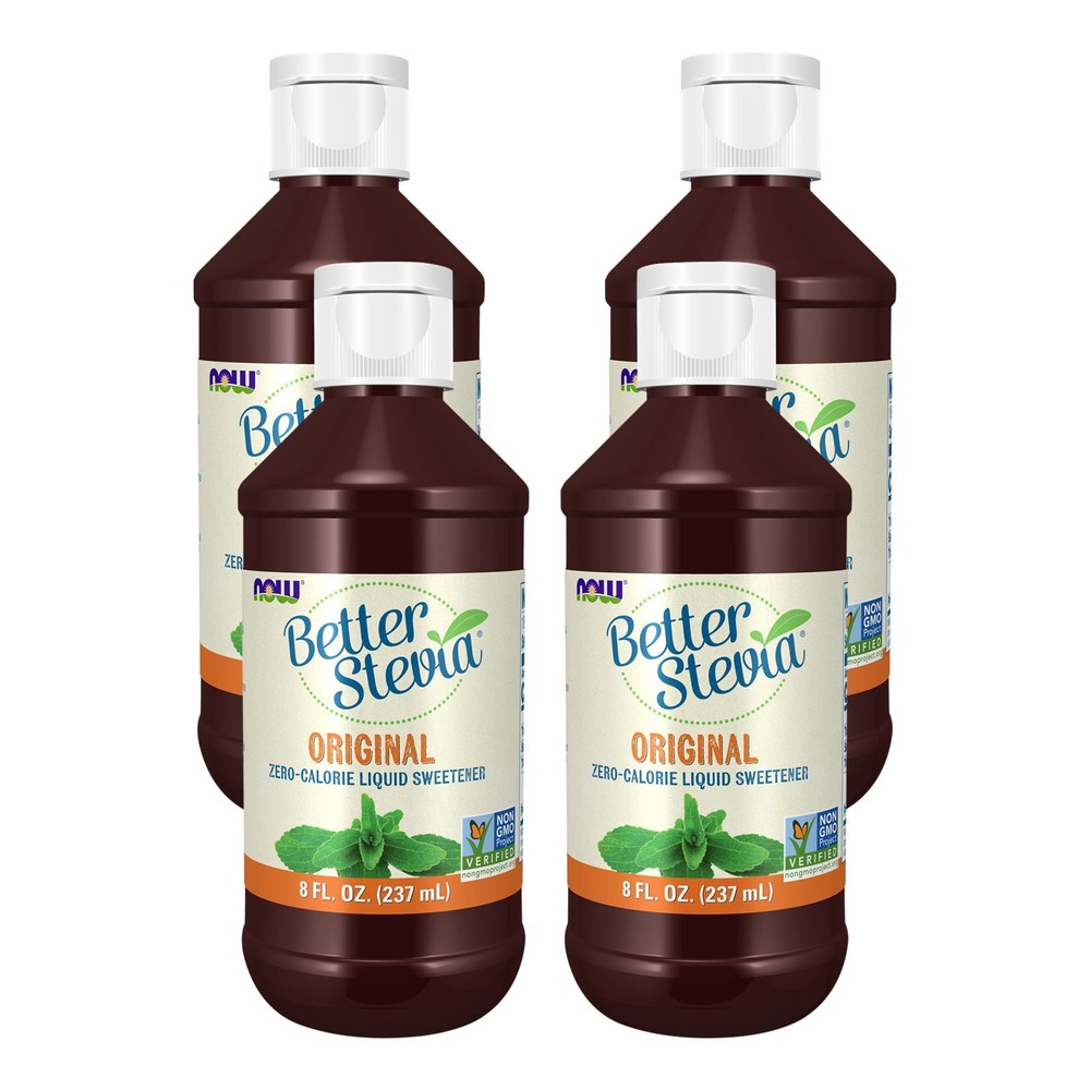4 x NOW Better Stevia Liquid Original 8 fl oz