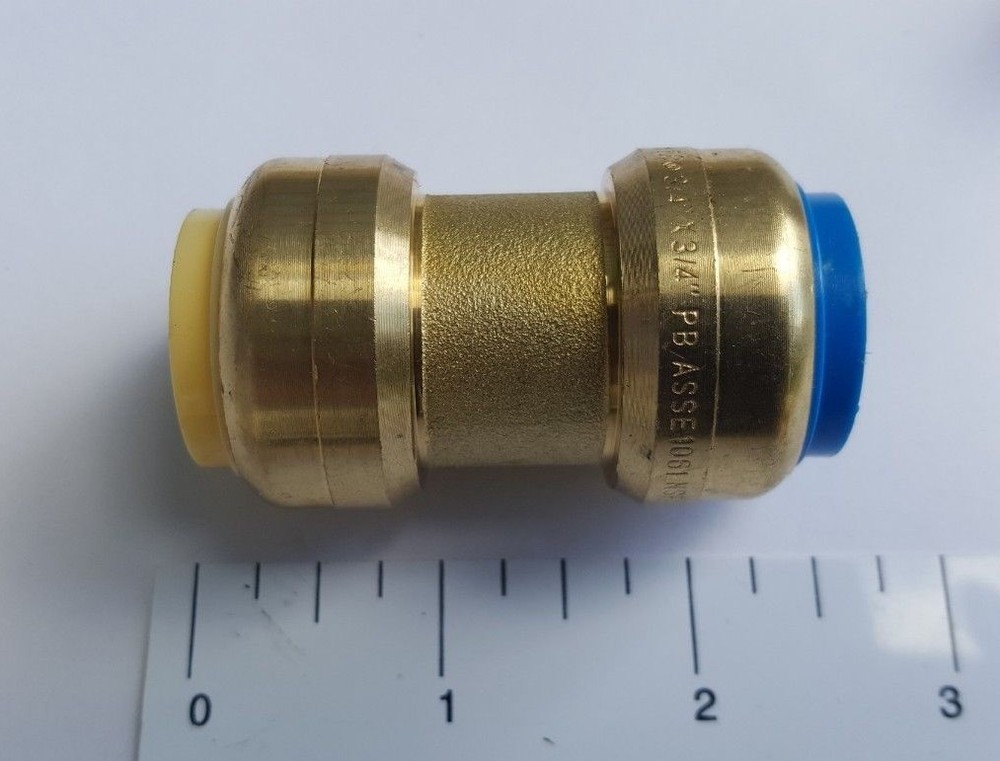 1) 3/4" X 3/4" PB (POLYBUTYLENE) CONVERSION PUSH FIT COUPLINGS