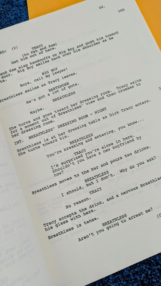 MADONNA DICK TRACY SCRIPT MOVIE 1/23/1989