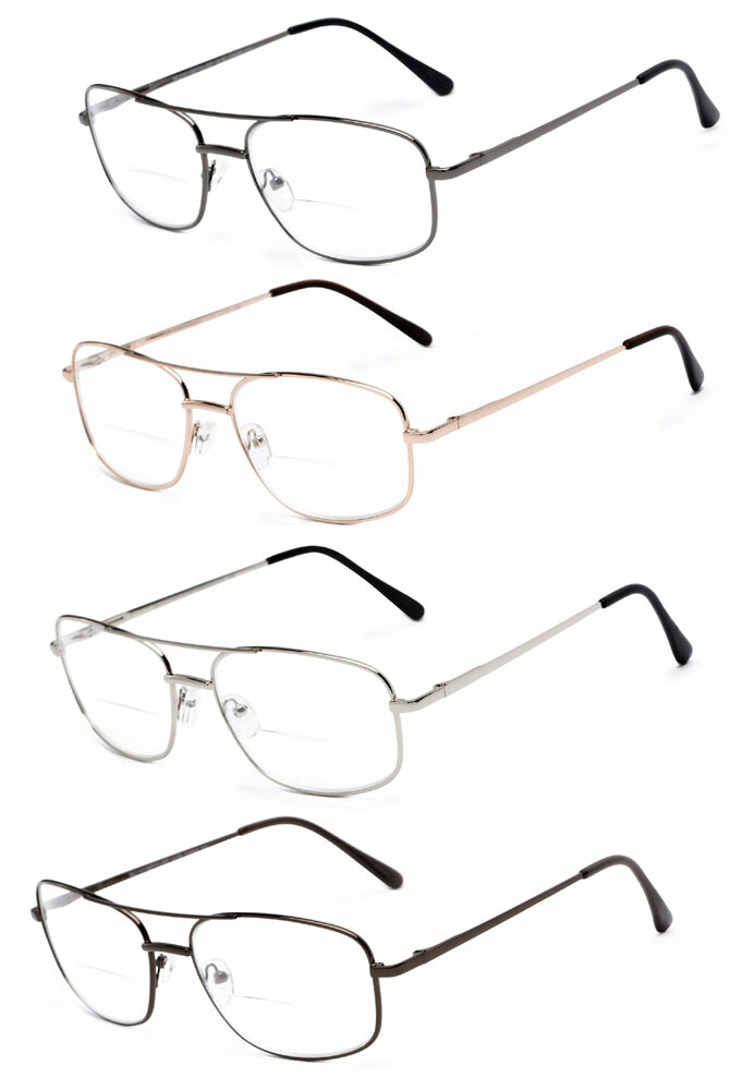 1 or 2 Pairs Metal Frame Inner Bifocal Reader Reading Glasses Spring Hinges