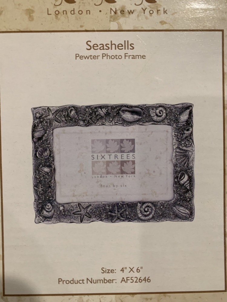 SIXTREES Pewter Shells 4x6 Picture Frame Photo Frame In Original Box