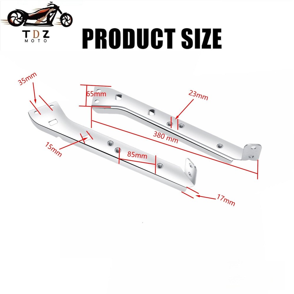 TDZ Chrome Saddlebag Rail Support Bracket Left &