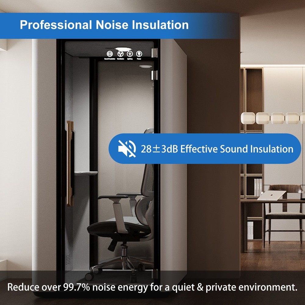 Volferda Solo Soundproof Study Pod Portable Mobile Roller Privacy Booth (White)