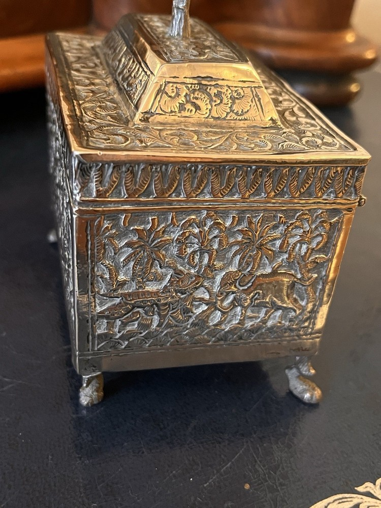 Antique Anglo Indian Unmarked Silver Tea Caddy