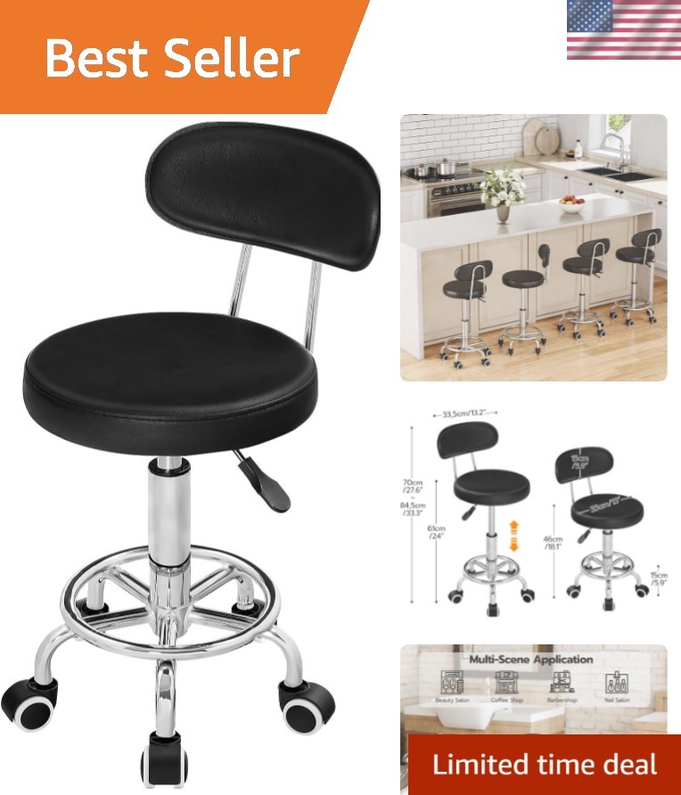 Height Adjustable Rolling Stool, 360° Rotating Drafting Chair, Multi-Purpose ...