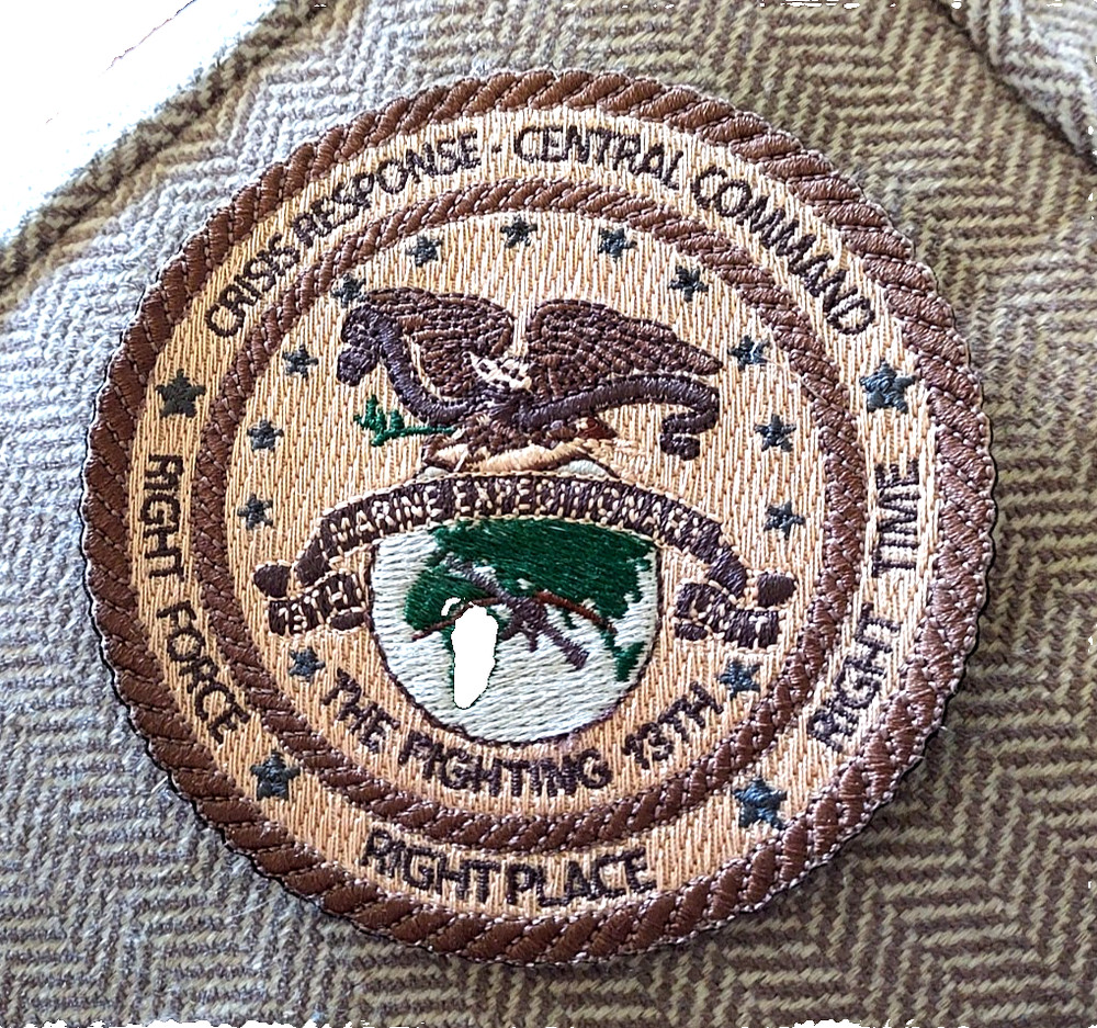 4" MARINE CORPS 13TH MEU CRISIS RESPONSE COMMAND TAN SUBDUED EMBROIDERED PATCH