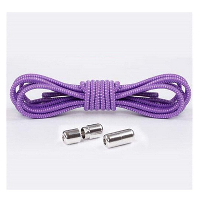 1Pair Shoelaces Elastic Screw Locking Shoe String No Tie PURPLE Dot WHITE