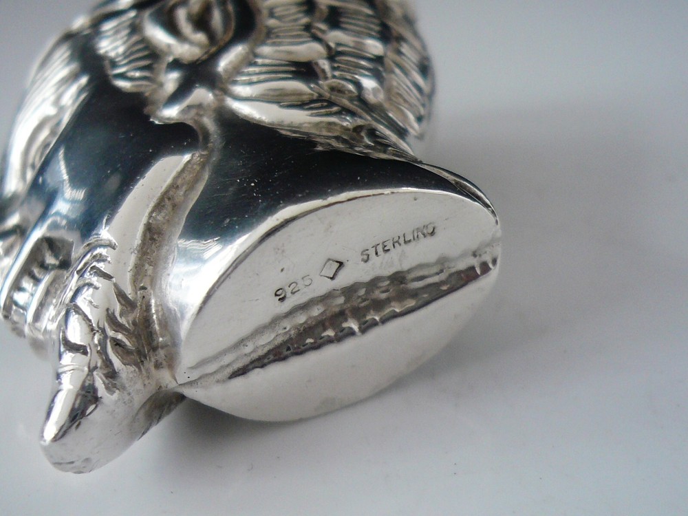 Novelty Sterling Silver Horny Devil Vesta Case, Push Button Nose Release to Open