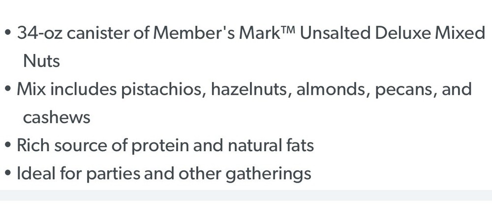 Member's Mark Unsalted Deluxe Mixed Nuts (34 oz.)