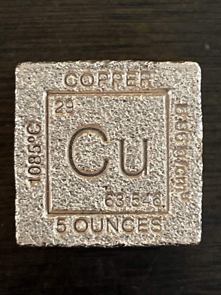 5 oz. COPPER CUBE 1  Inch Square .999 Fine  ELEMENTAL Design