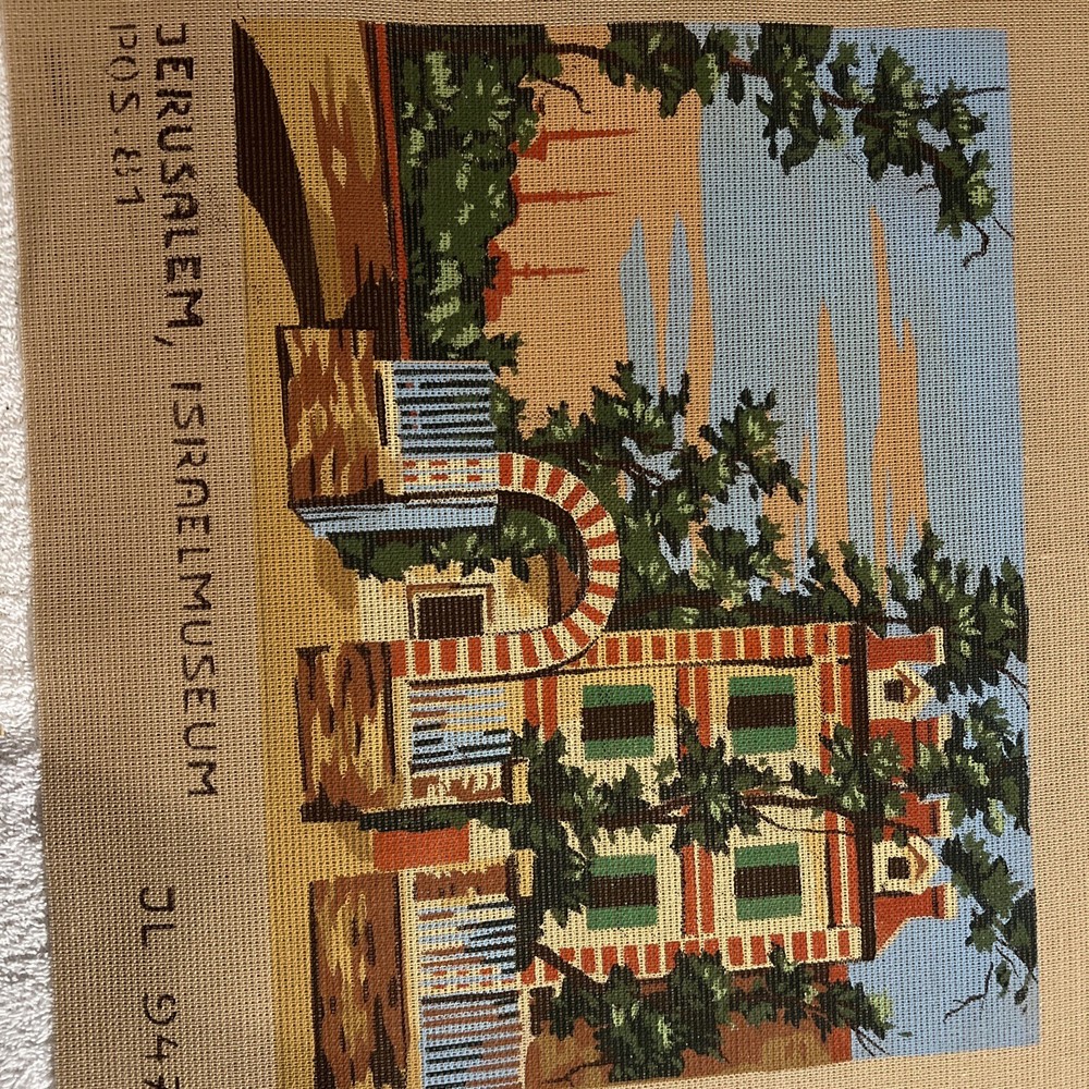 needlepoint canvas handpainted vintage