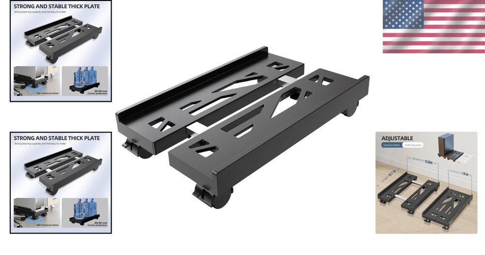Heavy-Duty CPU Stand with Wheels - Adjustable Width & Easy Clean Access, Black