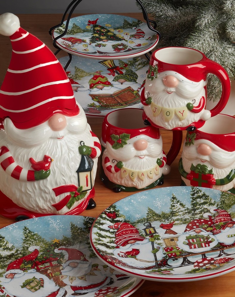 Certified International Christmas Gnomes Rectangular Platter 14" x 10", Multicol