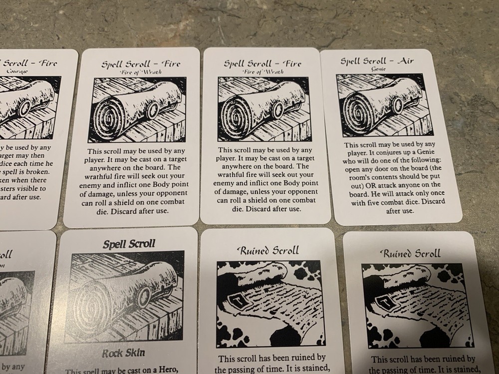 HeroQuest Cards. Artifact & Spell Scroll deck REPRINT. READ DESCRIPTION!