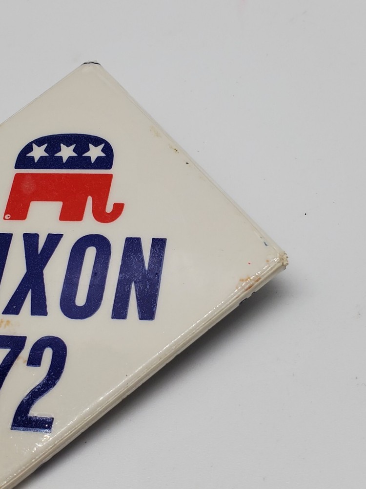 1972 NIXON Square Campaign Button Pin