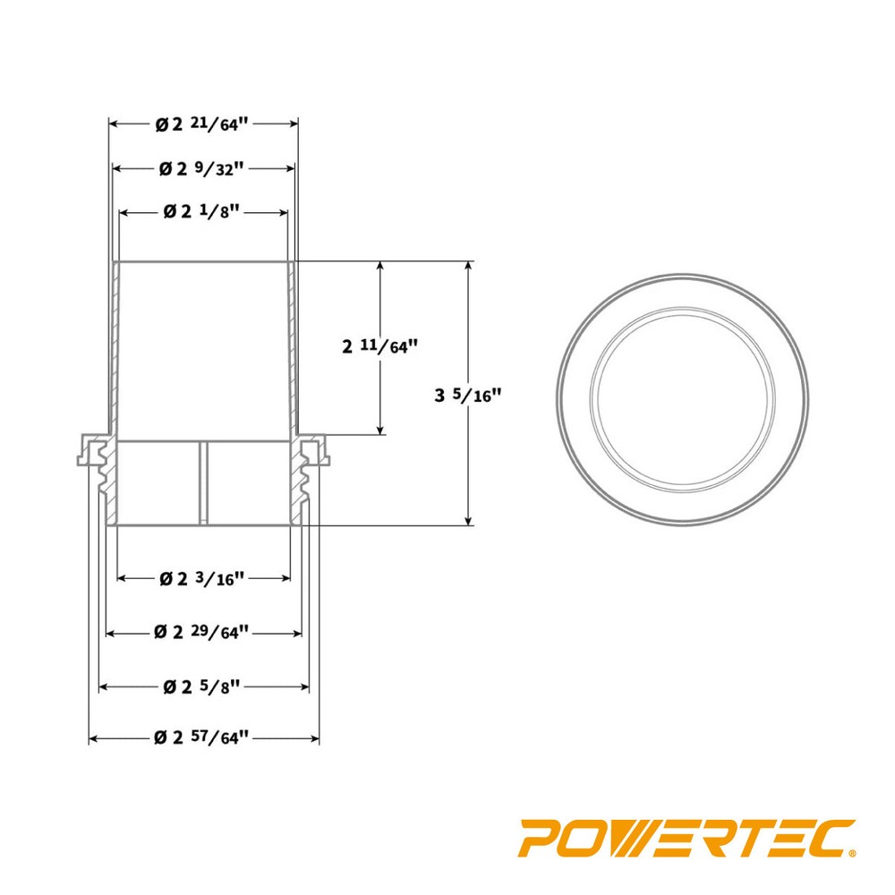 POWERTEC 2-1/2" Hose Screw End Quick Coupler, Left-Hand Threaded Adapter (70191)