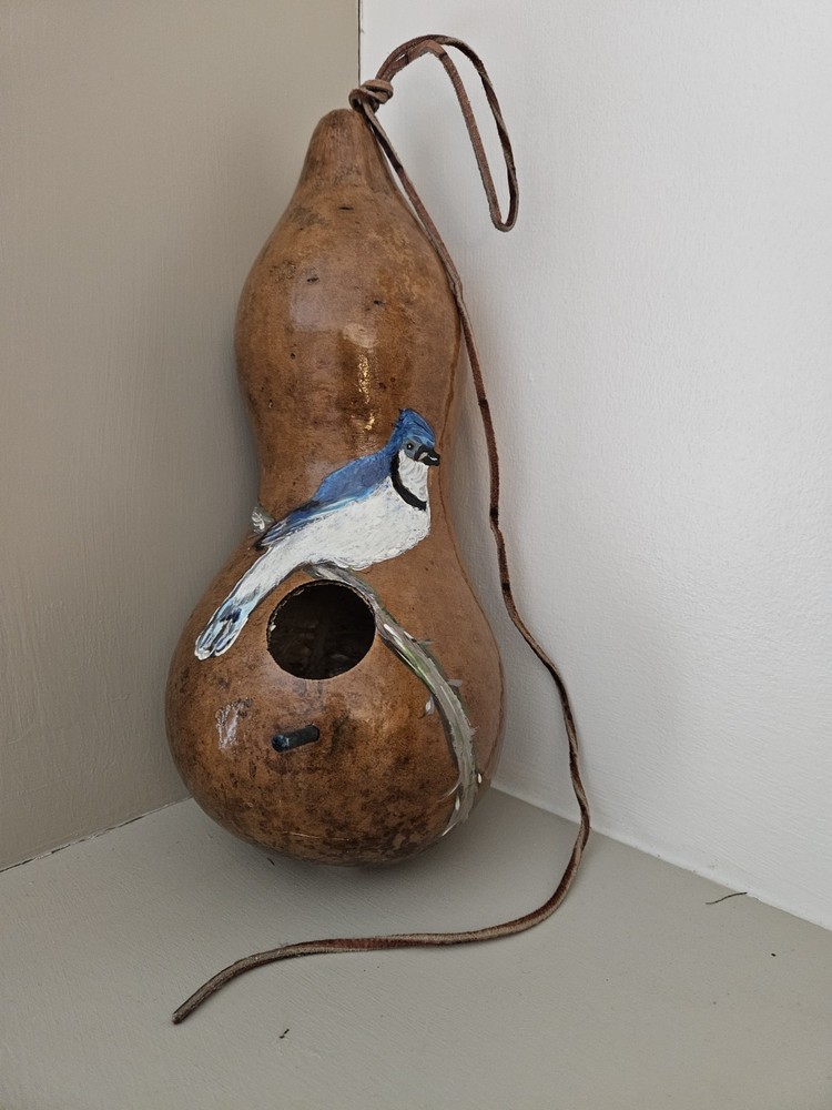 Hand-painted gourd birdhouse
