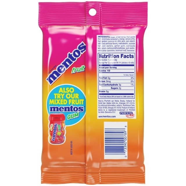 Chewy Mint & Fruit Candy Rolls, Non-Melting, 6 Count, 1.32 Oz Pack