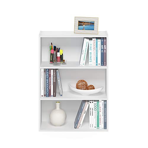 Pasir 3-Tier Open Shelf Bookcase, Plain White