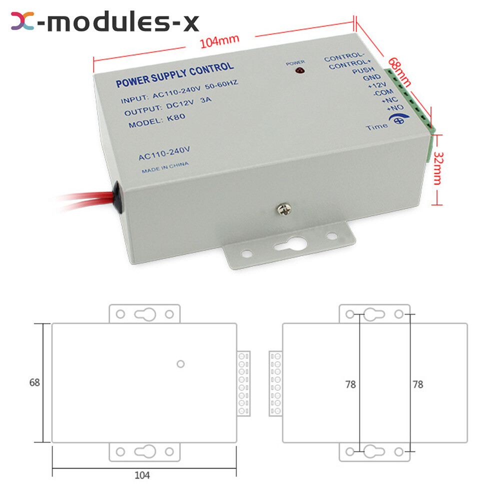12V 3A Door Access Control Power Supply Controller Power Box For Intercom System