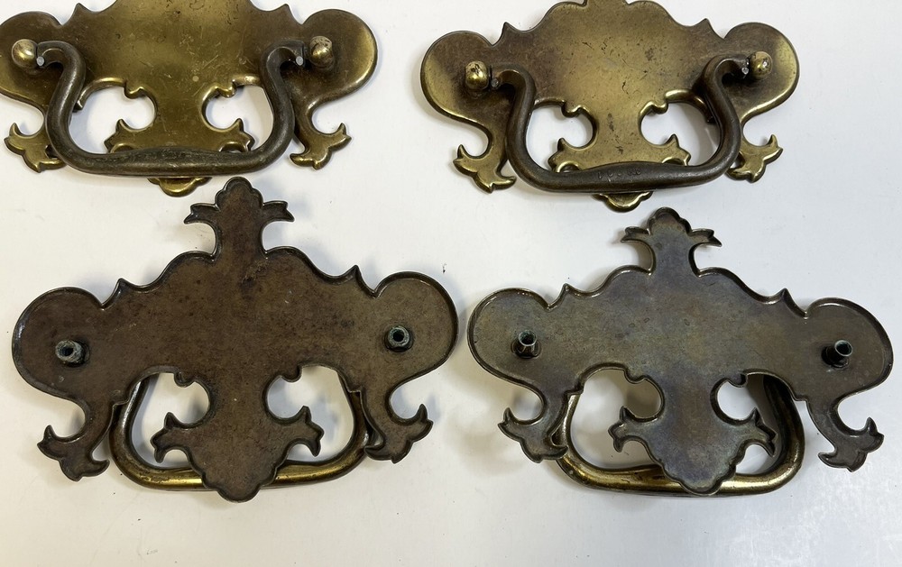 Brass Chippendale Colonial Vintage Hardware Drawer Pull 2.5” Centers