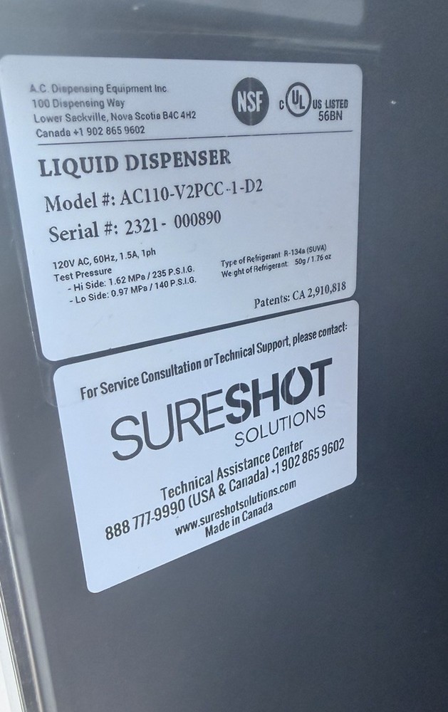 SURESHOT SOLUTIONS AC110-V2PCC-1-D2 LIQUID DISPENSER NEW OPEN BOX **READ NOTES**