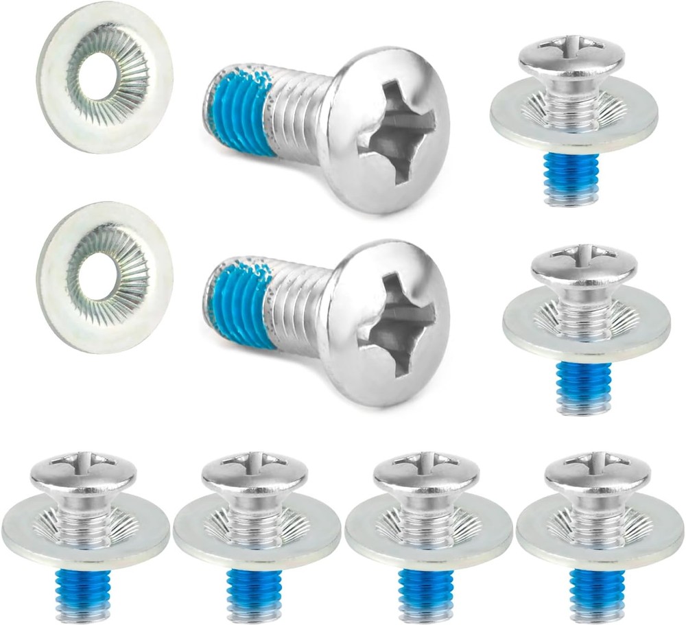 Snowboard Binding Screw Set, Stainless Steel Medium, silver, blue