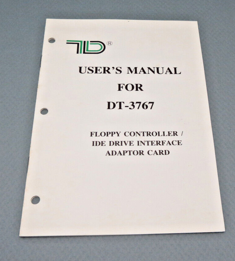Vintage DT-3767 Floppy Controller User's Manual  IDE Interface Adapter Card
