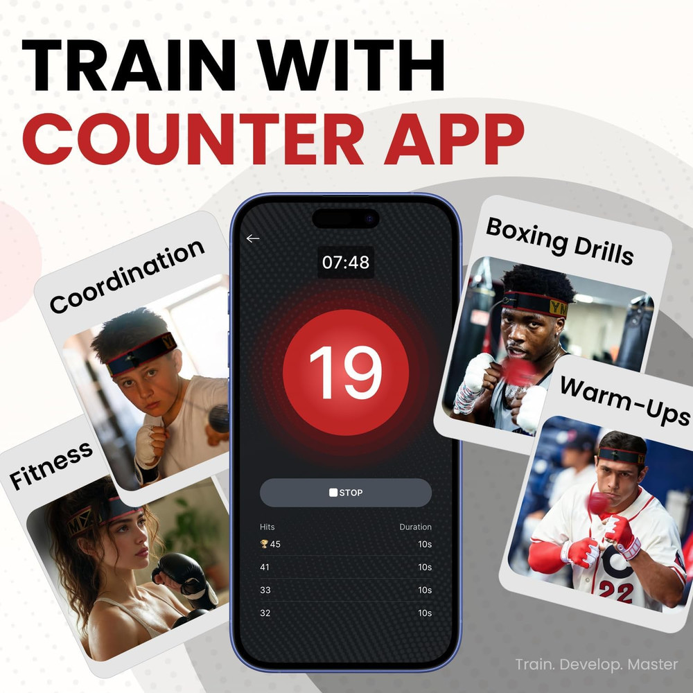 YMX BOXING® Ultimate Reflex Ball Set with Counter App - 4 React Reflex Ball plus