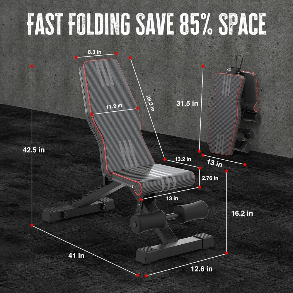 Multi-Function 6 in 1 Weight Bench Set - Leg Press, Preacher Curl Rack, Adjustab