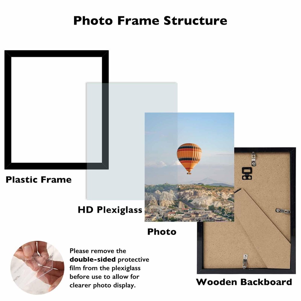 10x12 Black Picture Frame, Wall Mounting Horizontally or Vertically
