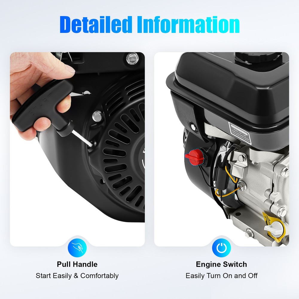212cc 7.5HP 4-Stroke Gasoline Engine Steel Start Engine W/ Pull Start