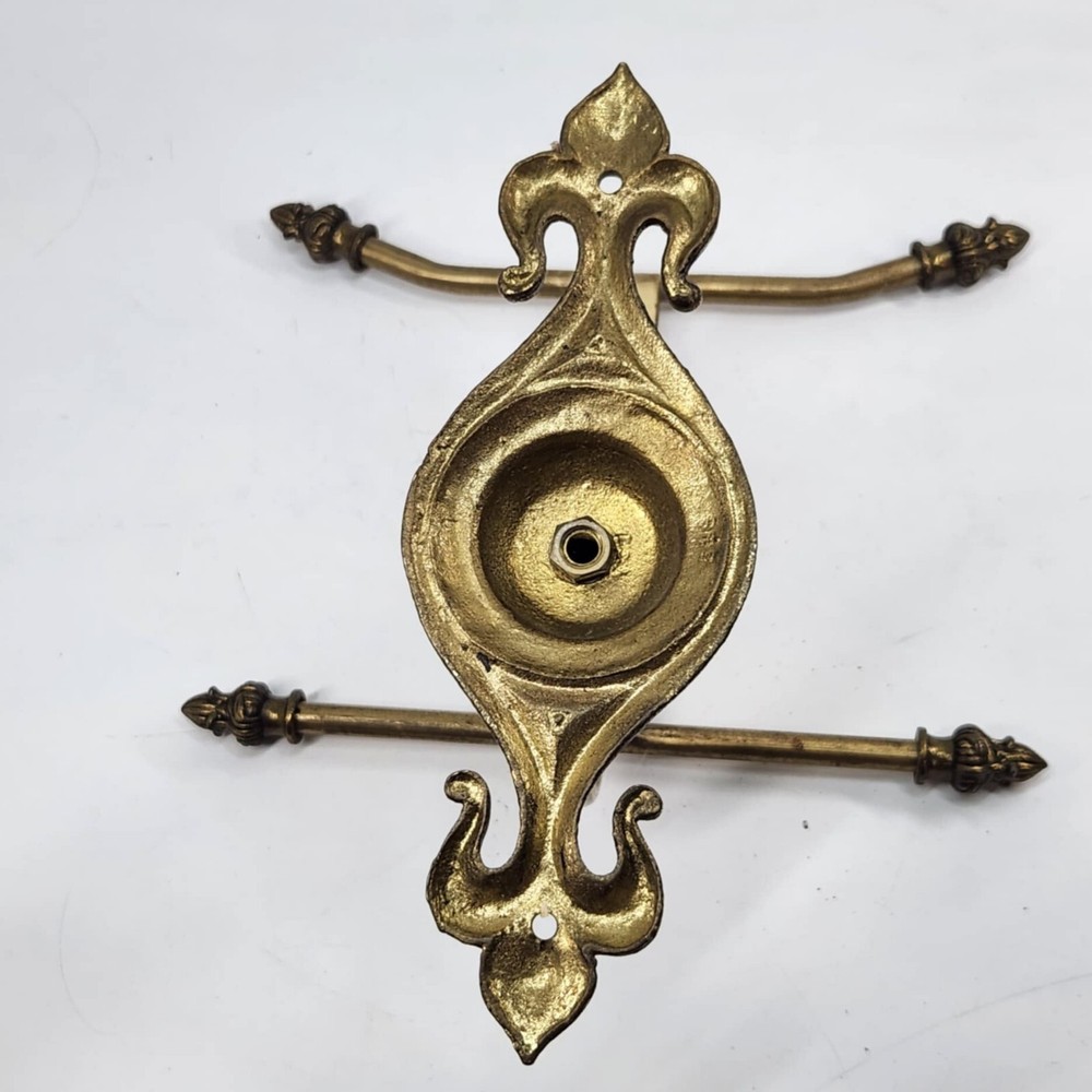 Antique Victorian Solid Brass Hat Coat Rack Hall Tree Wall Mount Early 1900s DA