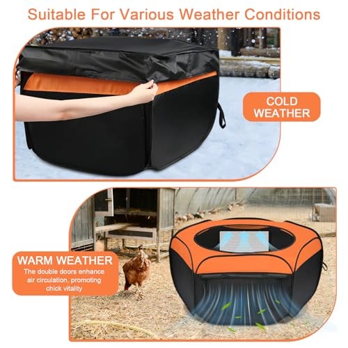 Chicken Brooder Box with Cover,Upgrade Double Door Brooder Box for Chick