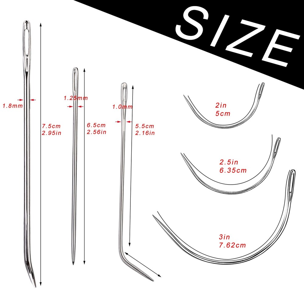 20 Pcs Leather Sewing Needles,Heavy Duty Sewing Needles Kit Include Curved
