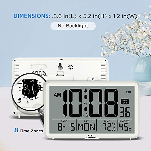 Auto Set Digital Wall Clock Battery Operated, Desk Clocks with White