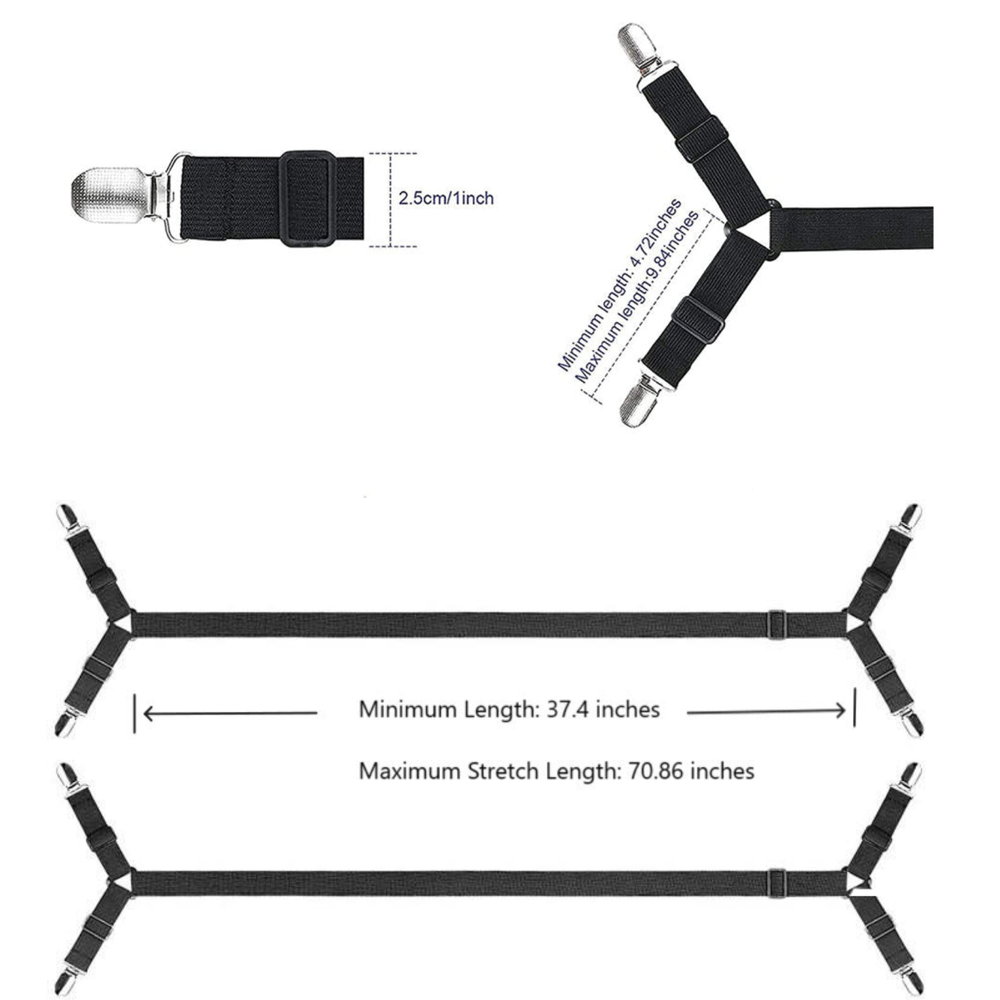 2pcs Adjustable elastic bed sheet holder straps - sheet clips for bedding, sheet