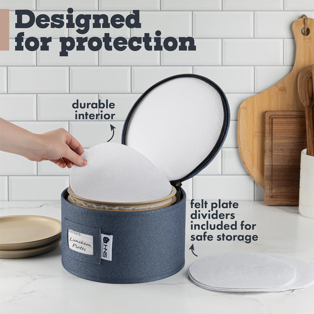 Denim Blue Hard Shell Storage Containers Set for Dinnerware - Service for 12