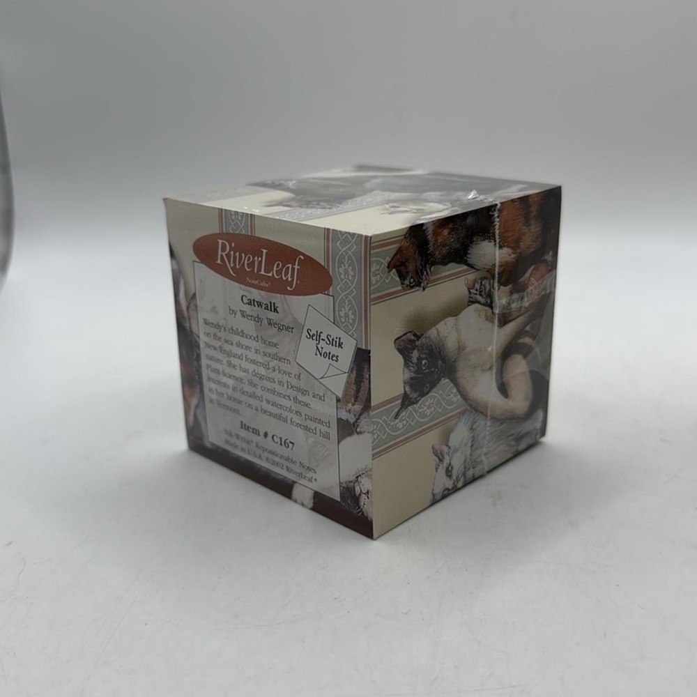 NWT Vintage RiverLeaf Stik Withit Note Cube Catwalk Self-Stik Notes Cat Kitten
