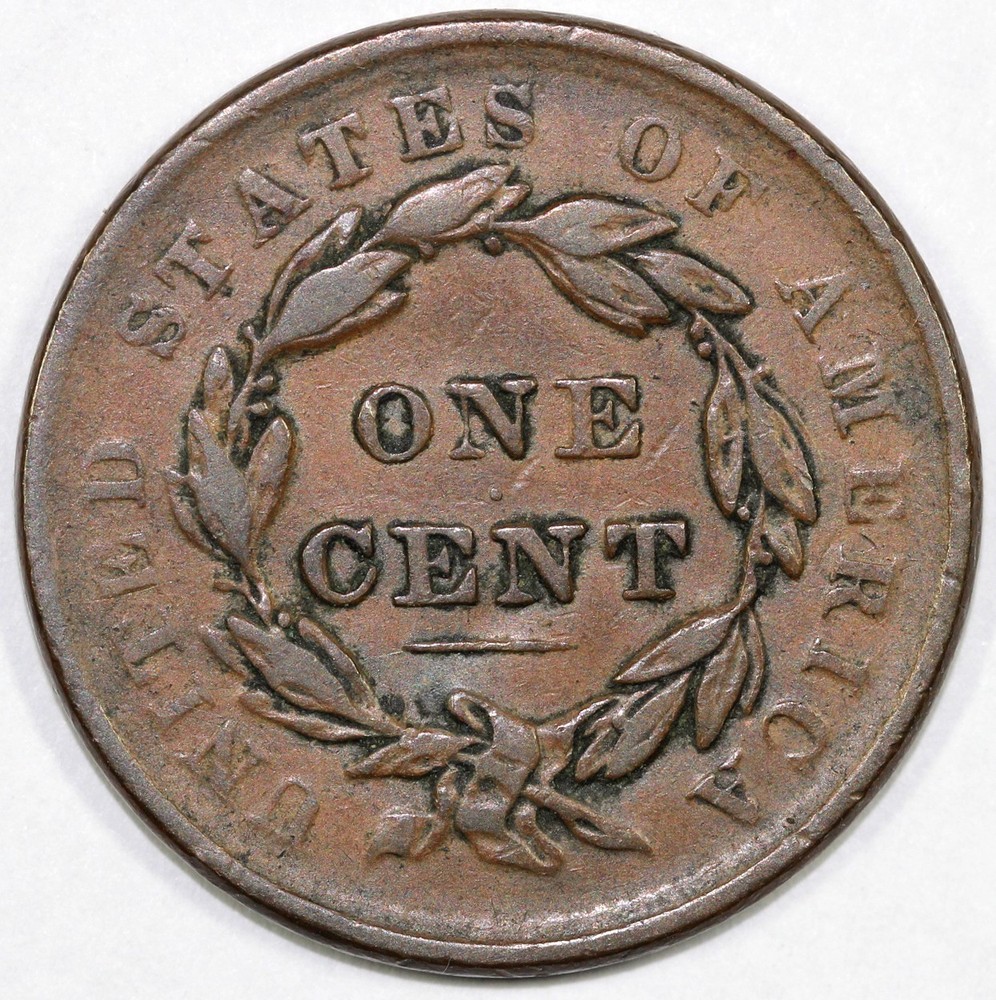 1838 1c Coronet or Matron Head Large Cent