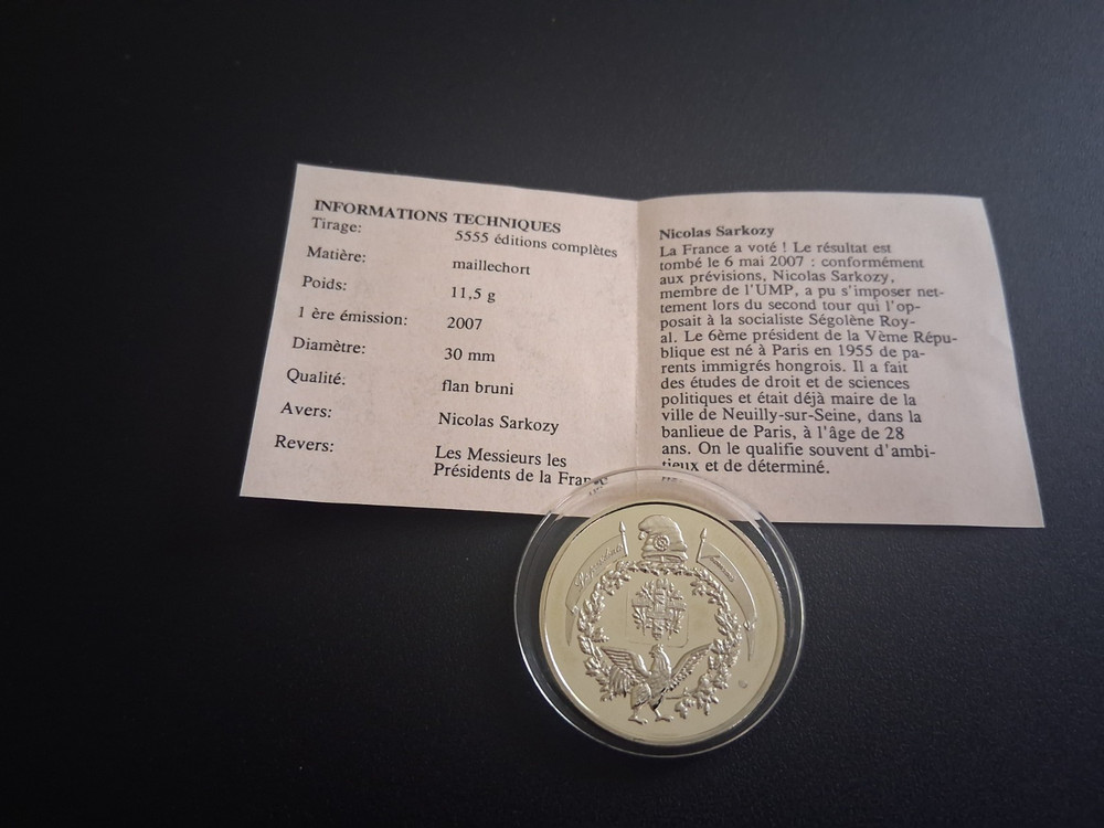 Windsor Mint "Nicolas Sarkozy " 2007 30mm Coin plus COA