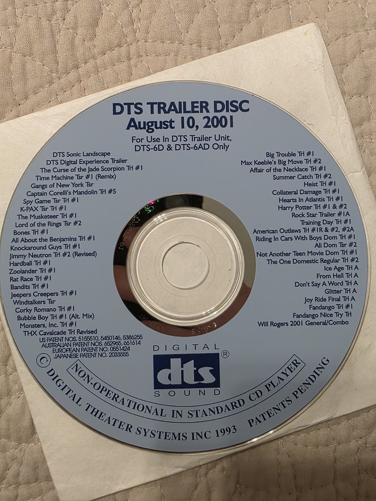 DTS Trailer Disc August 10, 2001 DVD Compilation